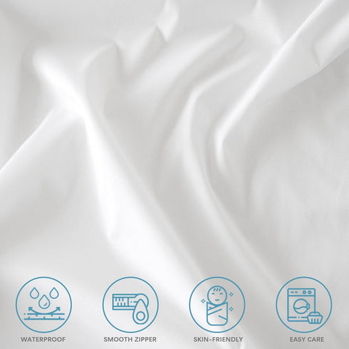 Body Pillow Protector Waterproof 2 Pack, Zippered Body Pillow Cover 21"x 55" White Pillowcase, Machine Washable