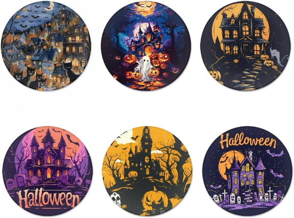 FOR U DESIGNS Halloween Drink Coasters - Set of 6 Water Absorbing Outdoor Table Coasters