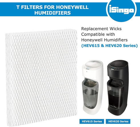 iSingo Humidifier Wicking Filter T - Compatible with Honeywell HFT600 Humidifier, 4 Pack