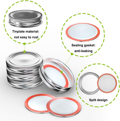 Mason Jar Lids and Rings - 48Pcs Regular Mouth Canning Lids for Ball, Kerr Jars with Leak Proof Seal