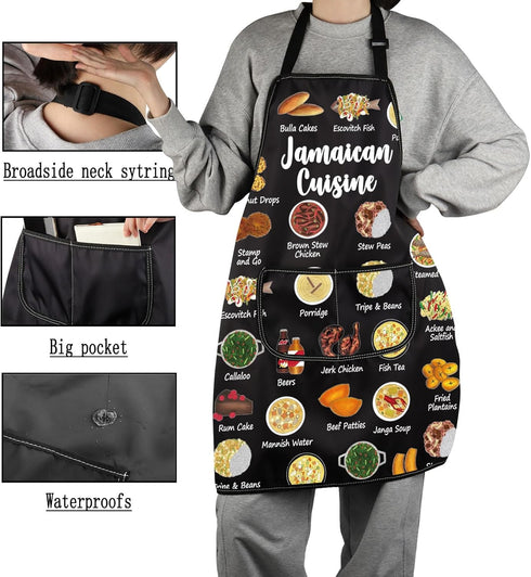 G2TUP Cooking Dishes Recipes Soup Apron with Pockets for Jamaican Cuisine