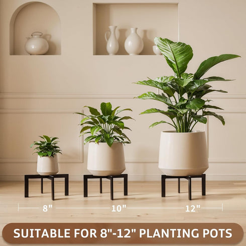 5-12 Inch IZIDDO Plant Stand Indoor Outdoor,Metal Mid-Century Pot Stand,Modern Plant Holder Rattan Flower Plant