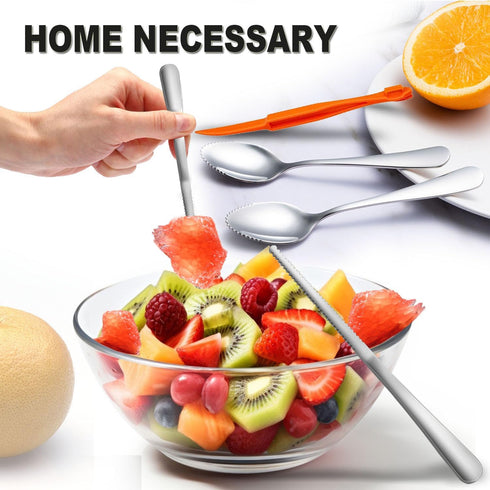Grapefruit Spoons, Serrated Edge Stainless Steel Fruit Knife, Dessert Spoons for Citrus, Lemon, Kiwi, Salads, Melon