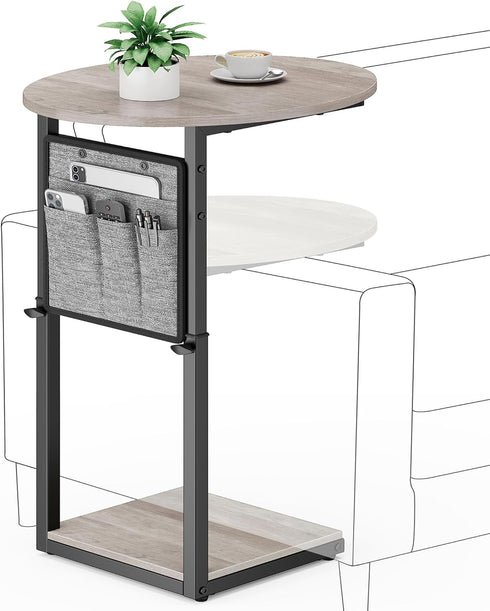 Vagusicc C Shaped End Table, Adjustable Height Small Side Table for Couch