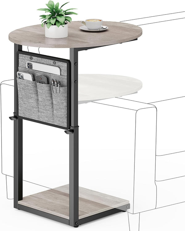 Vagusicc C Shaped End Table, Adjustable Height Small Side Table for Couch