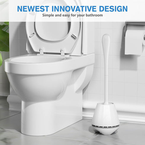 uptronic Toilet Brush and Holder 2 Pack - Ventilated Holder with Long Handle for Bathroom Cleaning