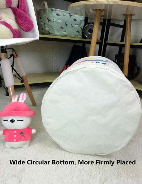 QUEENLALA Large Storage Basket, Collapsible Round Hamper for Boys and Girls, Golden Unicorn