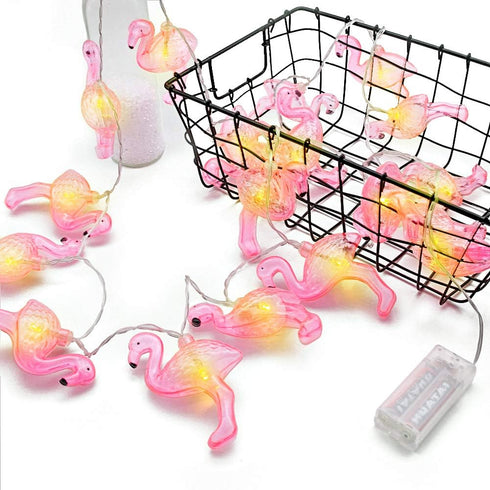 DomeStar 10Ft Pink Flamingo String Lights, LED Battery Operated Fairy Lights for Outdoor Patio Decor