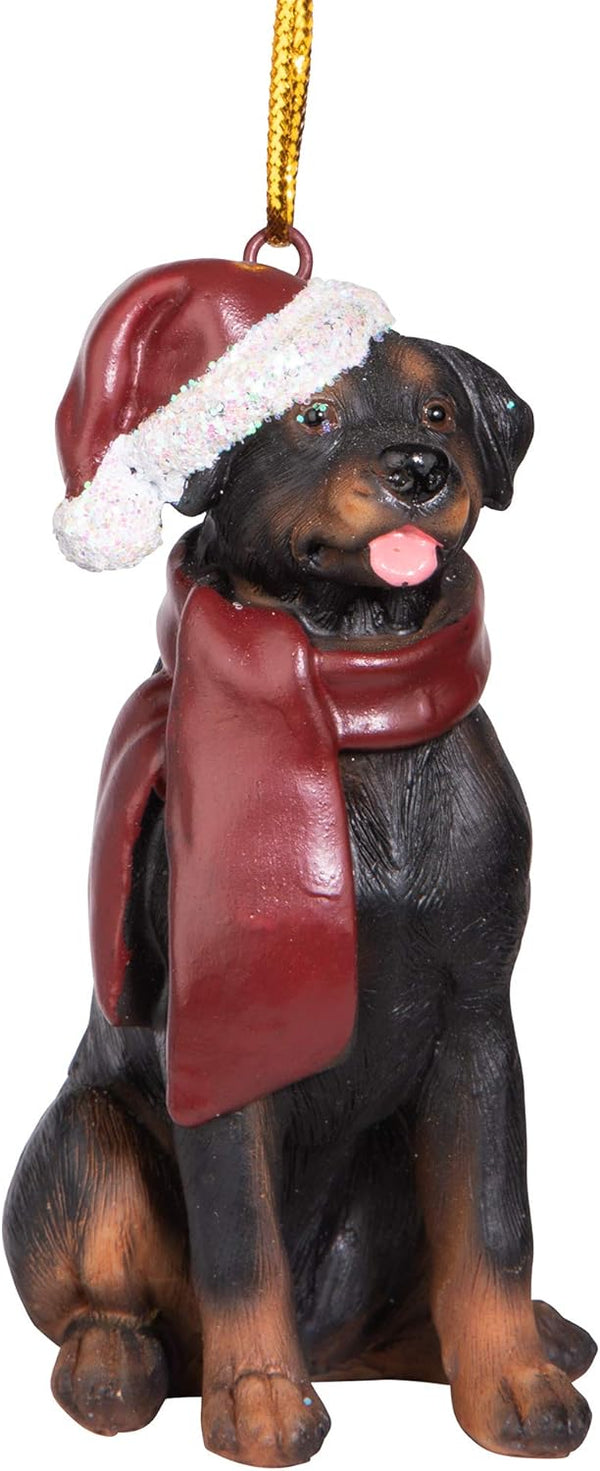 Design Toscano Full Color Christmas Xmas Rottweiler Holiday Dog Ornaments