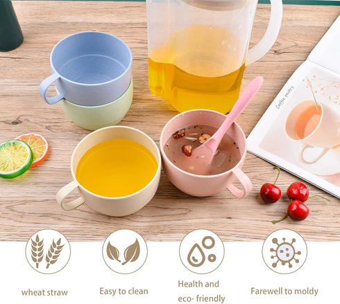 Lnrkai 5Pcs Camping Cups Plastic Set with Handle, Lightweight Reusable Breakfast Mugs for Juice, Coffee, Tea