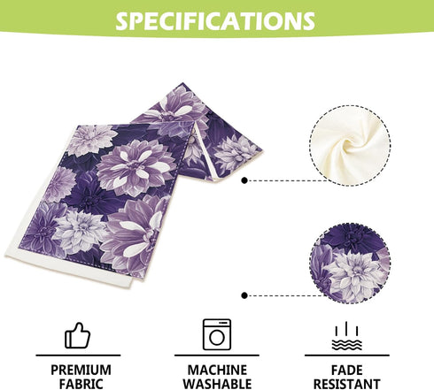 Summer 13x108 Inch Purple Dahlia Flower Spring Table Runner Purple Gray Burlap Table Runners, Floral Seasonal Coffee