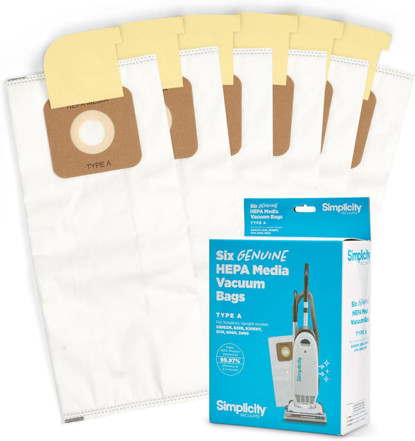 Simplicity Vacuums SAH-6 Certified Hepa Vacuum Bags, Fits S20EZM, 6-Pack Set