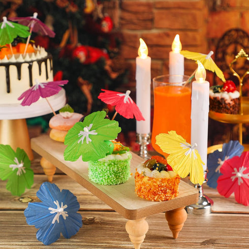 Drink Umbrellas Cocktail Picks Parasol Sticks with Wood Toothpicks for Summer Tropical Wedding Party Decor (150 Pieces)