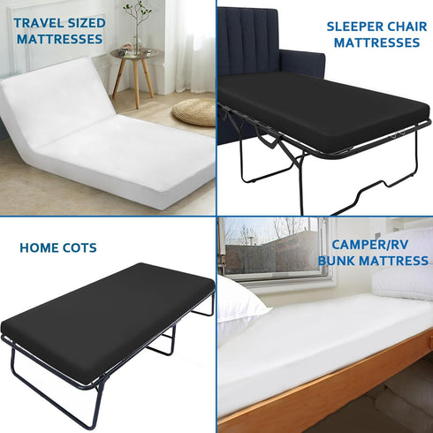 Cot Sheets 30" x 80", Fitted Mattress Sheet for Narrow Twin, Camping Cot, Super Soft Microfiber, Black