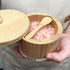 ThougrLyh Salt Box Bamboo Salt Container with Swivel Lid with Magnetic to Easily Open and Seal Salt Cellar With Spoon