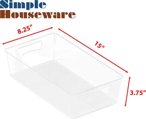 Simple Houseware 4 Pcs 8'' Tall Kitchen Clear Bin Storage Organizer, 15" x 8" x 3.75" by Simple Houseware