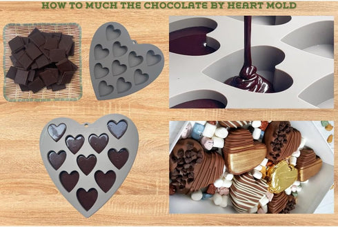 Heart Shaped Cake Pans - Heart Silicone Mold for Baking, Large 2 Inches, 10 Cavities for Ice Cube, Chocolate