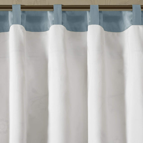 Madison Park Serene Embroidered Light Filtering Curtain Panel, 50x18, Blue for Bedroom Livingroom