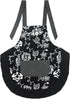 G2PLUS Vintage Floral Kitchen Apron for Women, Black Pleated Hem Cooking Apron with Pocket, 29 x 21 inch