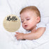 LZEDIRA 5.9 Inch Baby Announcement Sign, Wooden Hello World Newborn Sign Birth Announcement Signs, Hello World Nursery