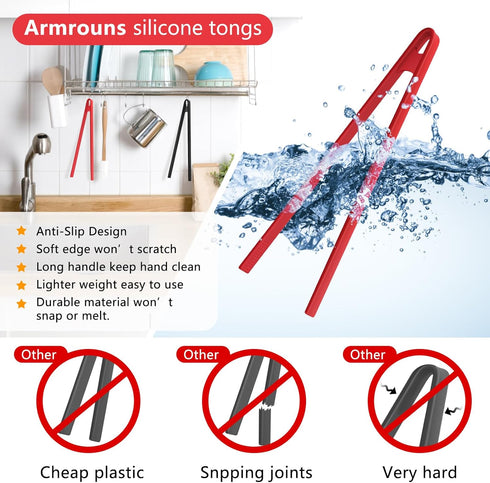 2PCS Silicone Trivet Tongs, 11.8" Anti-slip Kitchen Tongs for Cooking and BBQ Grilling