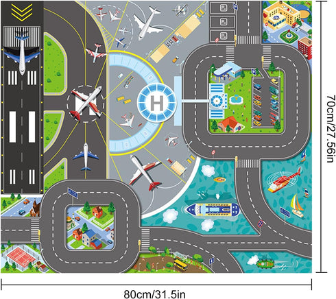 Kids Carpet Playmat Rug, Foldable Non-Slip Car Play Mat Felt Cloth for Playroom, Indoor Outdoor Use, 70×80CM