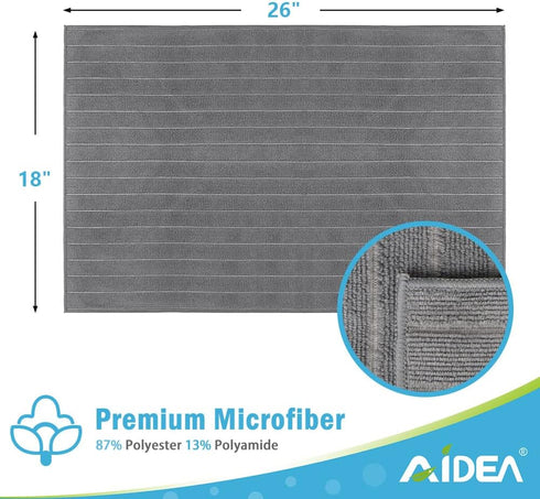 AIDEA Microfiber Kitchen Towels-8Pack, 18”x26”, Super Soft and Absorbent Drying Towels for Dishes, Multi-Purpose Microfiber Dish Towels for Kitchen, Home-Grey/White by AIDEA