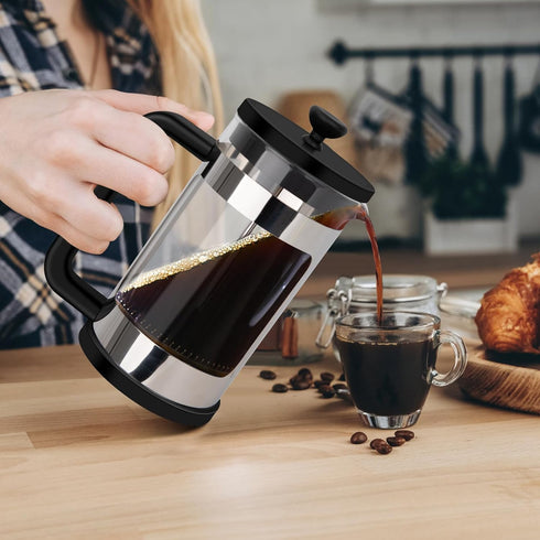 RAINBEAN French Press Coffee Maker, 12 Oz Mini Coffee Press, 1 Cup, with 3 Filterations, Borosilicate Glass