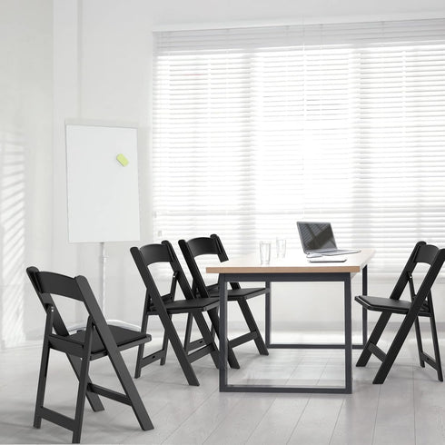 Set 1, (1, VINGLI Black Resin Folding Chair with Padded Cushion, of Plastic Foldable Seat for Indoor & Outdoor Use