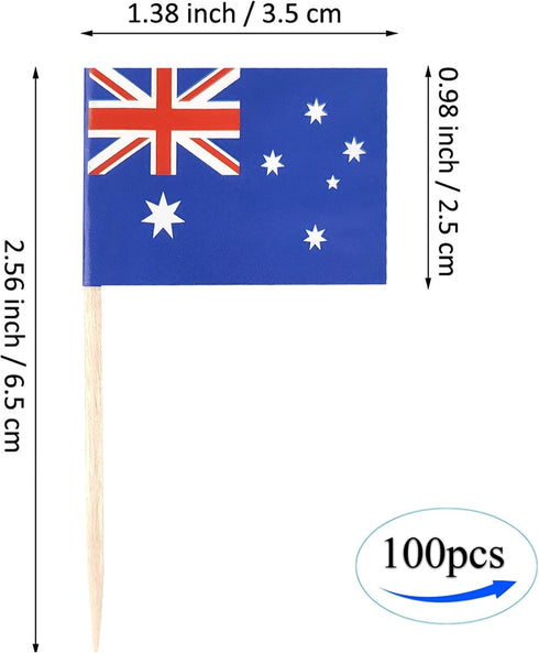 JBCD Australia Toothpick Flag, Australian Mini Small Cupcake Topper Flags, 100pcs