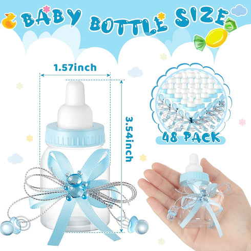 48 Nuenen Pcs Baby Shower Milk Bottles with Ribbon Plastic Bear Candy Bottles Baby Shower Favors Gender Reveal Wedding