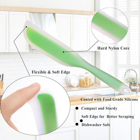 Nonstick Silicone Knife Shaped Flexible Kitchen Spatula, Kitchen Cooking Utensils with Nylon Core (Blue & Green)