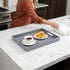 15.7 11.8 x1.6 Grey Decorative Tray, Rectangular Large Serving Tray with Handles, Plastic Coffee Table Tray