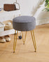 WBD009G IBUYKE Teddy Velvet Round Footrest Stool Ottoman, Makeup Vanity Stool Side Table, Velvet Dressing Table Seat