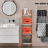 2 Pack Closet Small Storage Boxes with Lids Linen Collapsible Cube Storage Basket with Handle & Label, Jane's Home