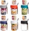 6 Pack Overnight Oats Containers with Lids and Spoons, 16 OZ Glass