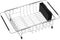 iPEGTOP Expandable Multifunctional Dish Drying Rack, Over The Sink or On Counter Dish Drainer with Black Utensil Holder