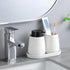 White Round Soap Dispenser Tray - 8'' Ceramic Vanity Tray for Bathroom Decorative, Jewelry Ring Dish, Comestic Holder, Kitchen Sink Countertop Organizer Plate by Eyrozia