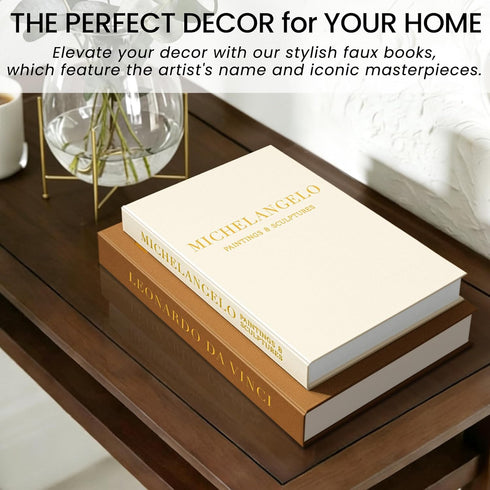 Jerriecori Set 2 Decorative Books for Home Decor - Renaissance Coffee Table Books - of Linen Fake Books Storage Box