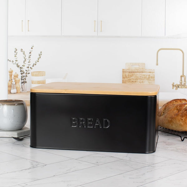 ZICOTO Beautiful Bread Box With Wooden Lid For Your Kitchen Countertop -