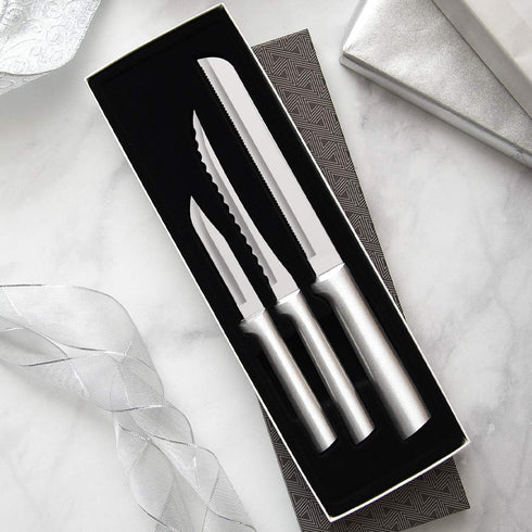 Rada Cutlery Sensational Serrations Kitchen Knife Set - 3-Piece, Stainless Steel Blade, Aluminum Handles
