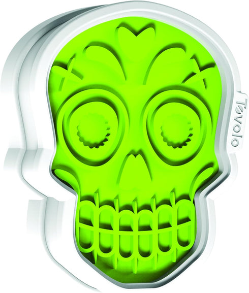 Tovolo Set of 6 Sugar Skull Templates, Dishwasher Safe Cookie Stamps with Cutter, Lime/White (81-22492)