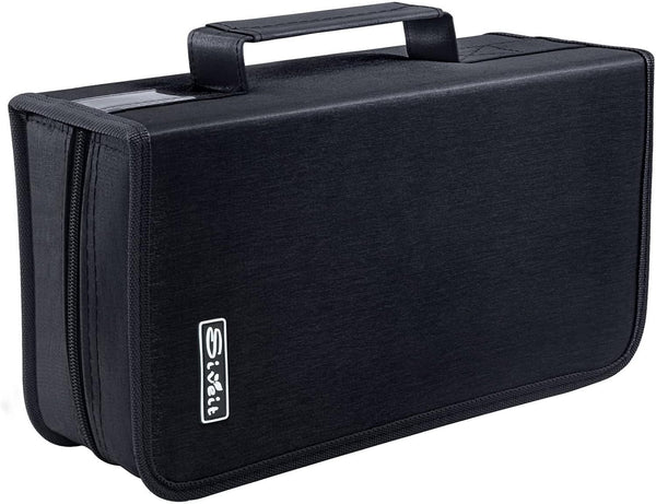 DVD Case Holder, Portable CD/DVD Case Wallet Binder for Home Travel, 160 Capacity Organizer (Black binder, Black)