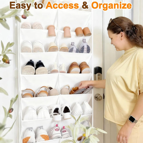 20-30 Closet, 10-Tier UVIAHOMI Pairs Over the Door Shoe Organizer, Clear Pockets Hanging Shoe Storage for Door Shoes