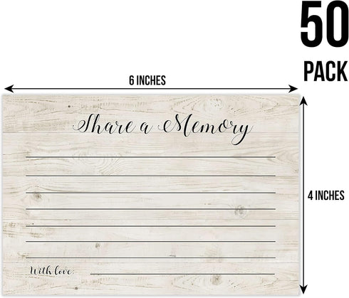 TENTADO Share A Memory Cards, 50 Rustic Wood Cards and Sign for Wedding, Birthday, Celebration of Life, Guest Book