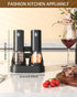 CIRCLE JOY Electric Salt and Pepper Grinder Set, Automatic with Charging Base, LED Light, Adjustable Coarseness, Black