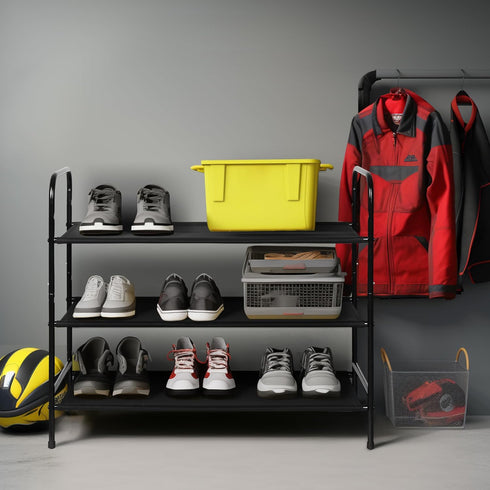 3 9-12 MAX Houser Tier Free Standing Shoe Rack, Metal Shoe Storage Shelf for Pairs, Easy to Assemble, Entryway