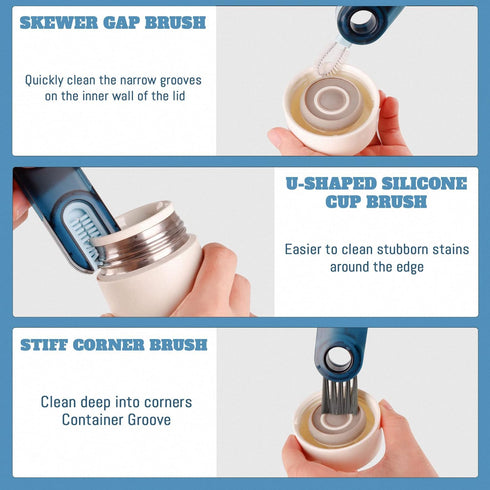3 in 1 Cup Lid Gap Cleaning Brush Set (3Pcs), Multifunctional Insulation Bottle Cleaning Tools for Home