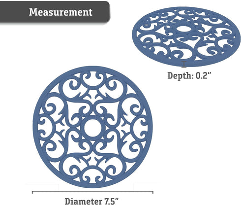 Makerstep Silicone Trivet Mat Set, 3 Heart Design Trivets, Non Slip Hot Pan Holder for Kitchen, Blue