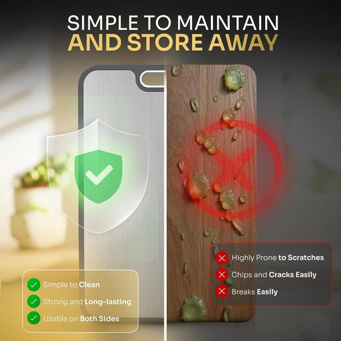 Premium Titanium Cutting Board Durable & Easy to Clean Metal Cutting Board for Vegetables, Fruits & More Dishwasher